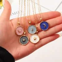 simple stars moon heart necklaces fashion women alloy oril drip long chains round love pendant necklaces jewelry for girls lover