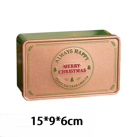 Жестяная коробка для хранения рождественских конфет, 1 шт., винтажная прямоугольная банка для печенья, металлические контейнеры для муссов, праздничная упаковка, подарочная коробка
