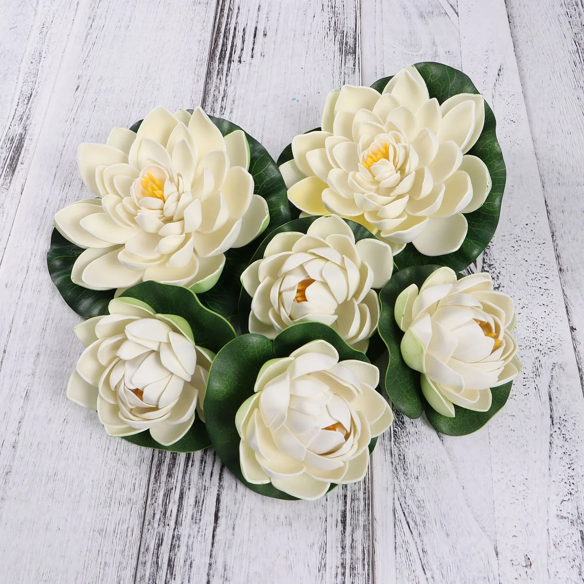 

6pcs Artificial Pond Plants Lotus Lilies (White)