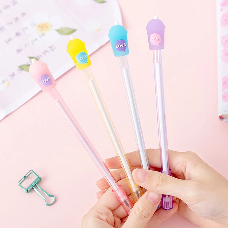 

1PCS 0.5mm Creative Love Drink Cup Gel Pen Student Signature Creative Stationery School Supplies