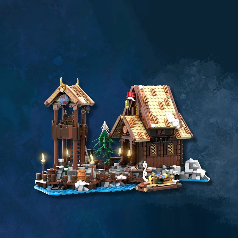 MOC Лидер продаж вид на улицу деревня викингов морское расширение средневековые