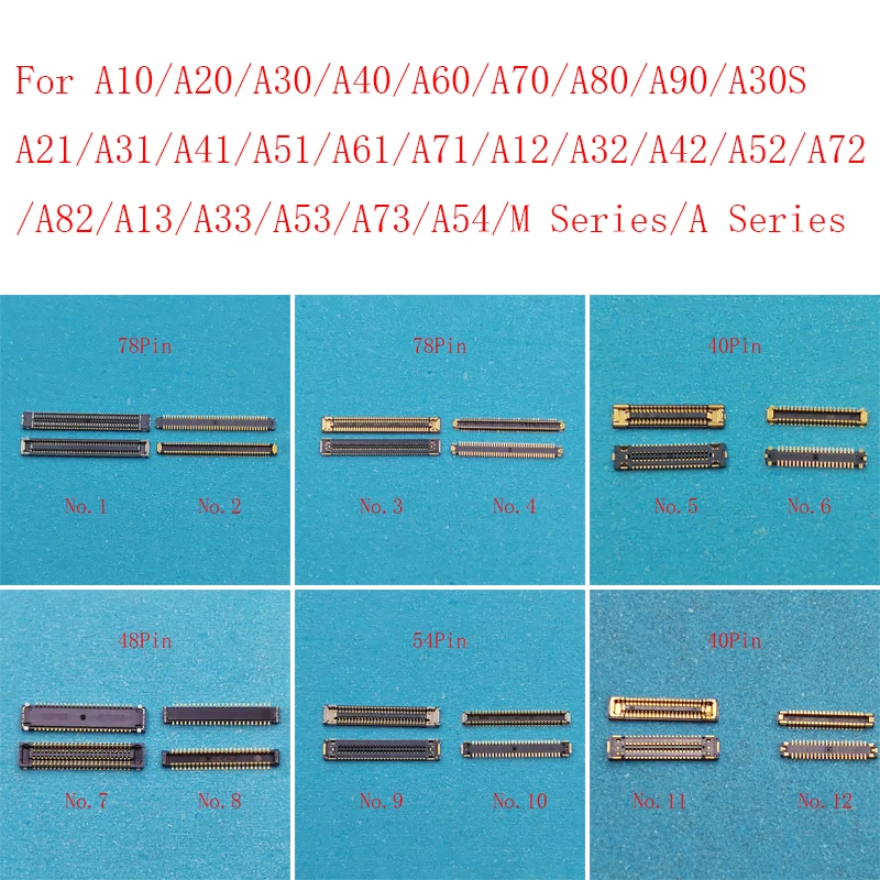 10 шт. 40 78 Pin USB зарядка FPC Разъем для Samsung A10 A20 A30 A40 A31 A53 A70 A30s A41 A12 A32 A42 A52 A72 A73 ЖК-экран