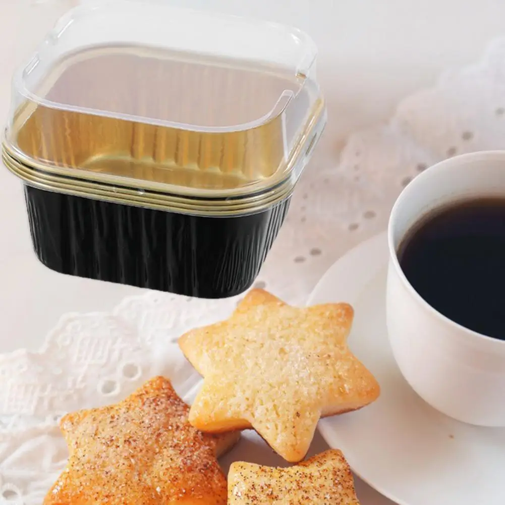 

50 шт. коробки для кексов Прозрачная крышка Водонепроницаемая алюминиевая фольга деликатные антипригарные коробки для тортов печенья товар...