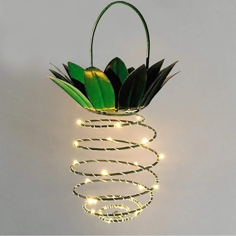 

1pcs Garden Solar Lights Pineapple Solar Path Light Hanging Outdoor Decor Waterproof Fairy Lights Iron Wire Art Wall Lamp