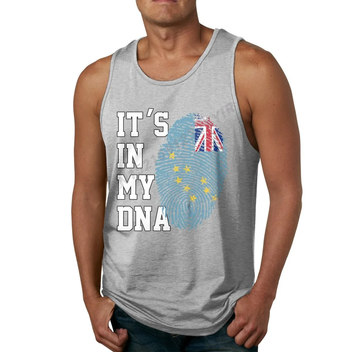 

Men Tank Top IT'S IN MY DNA Tuvalu Flag Fans TankTop Men's Shirt 100% Cotton S-3XL O-neck Sleeveless Cool Summer