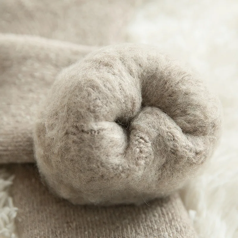 Plush Thicker Solid Socks Mid-tube Ski Socks Wool Rabbit Socks Against Cold Snow Russia Winter Warm Male Womens Socks 1 Pair