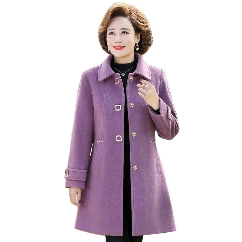 

Fashion Middle-aged Women Woolen Overcoat 2023 Winter Mid-length Cotton-padded Jacket Female Wool Coat Thicken Warm Tops Parkas