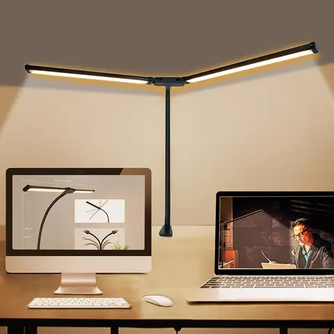 Настольные лампы с двойной головкой, 10 уровней затемнения, 3 цвета, режимы защиты глаз, настольная лампа для чтения для дома и офиса