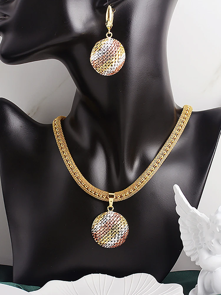 

African Dubai Jewelry Sets for Women 2022 Luxury Quality Gold Color Earrings Pendant Long Necklace Wedding Bride Party Gifts