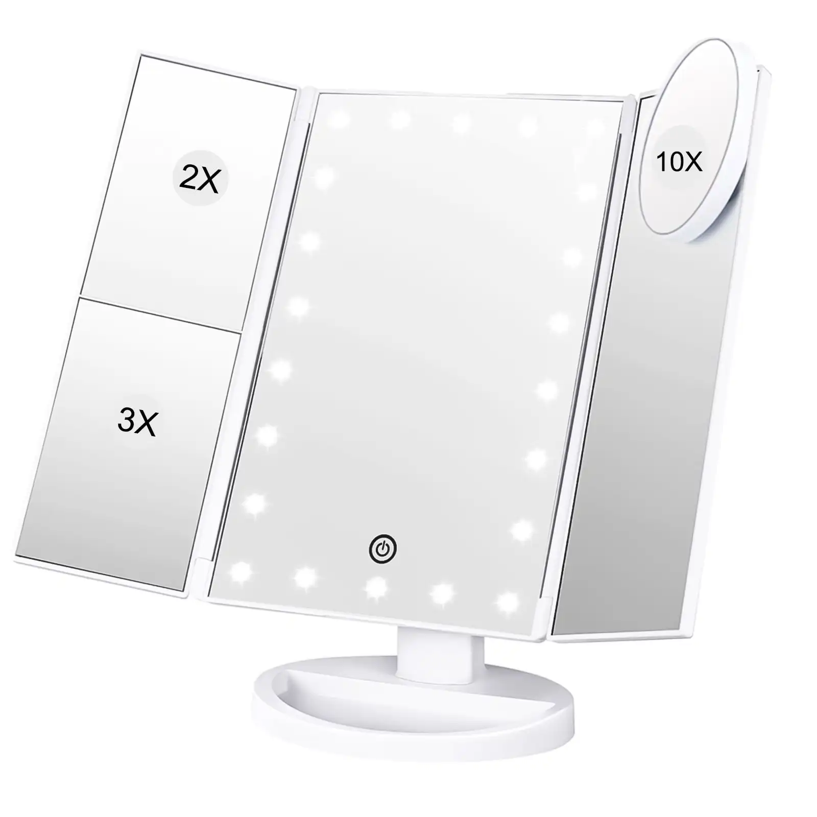 

Vanity Mirror with Lights, 2X 3X 10X Vanity Mirror, Makeup Mirror with light, Touch Control, Dual Power Supply, Portable LED Mak