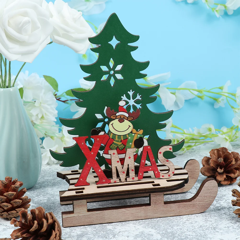 

Xmas Table Wood Christmas Sign Signs Holiday Indoor Decorations Crafts Letter Desktop Snowman Decoration Puzzle Sleigh Santa