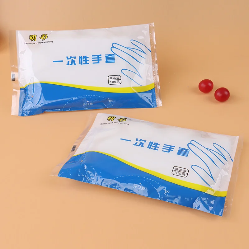 100 шт. прозрачные одноразовые полиэтиленовые перчатки
