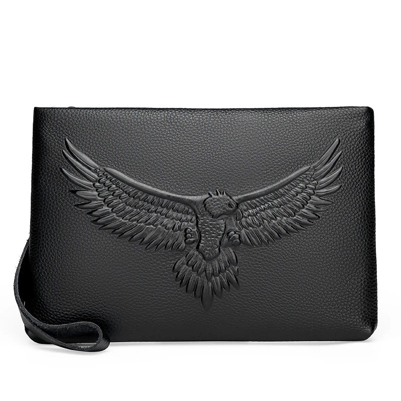 

Fashion Top Layer Cowhide Eagle Men's Envelope Handbag Wallet Card Bag Sacoche Homme Bolso Hombre Bag for Men Pochette Uomo