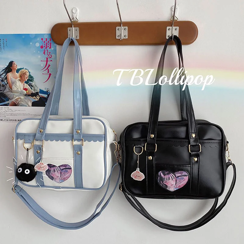 

Real Shot INS Japanese Ins Harajuku Style Girl PU Uniform Bag Portable Multi-purpose 2023 Shoulder Bag Loli Matching Bag