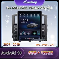 kaudiony tesla style android 10 0 car radio for mitsubishi pajero v97 v93 auto gps navigation car dvd player 4g stereo 2007 2019
