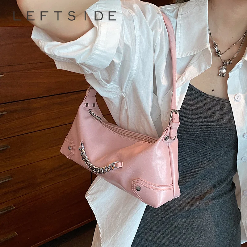 

LEFTSIDE Cute Sweet Armpit Crossbody Bags for Women 2023 Latest Trend Designer Small PU Leather Underarm Handbags and Purses