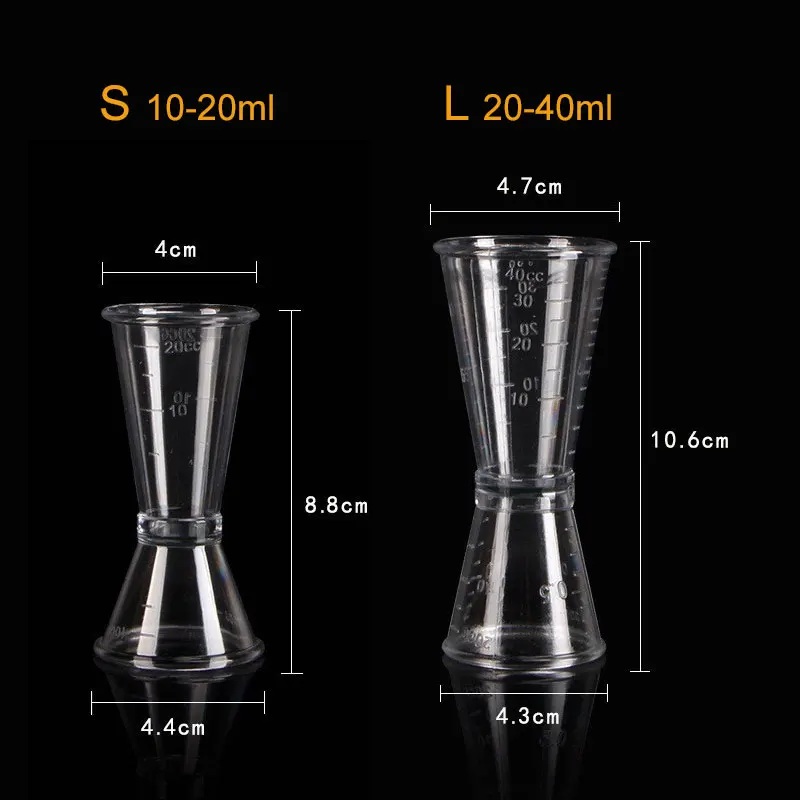 10/20ml or 20/40ml Double Side Clear Cocktail Ounce Cup Cocktail Shaker Measure Cup Drink Spirit Measure Jigger Kitchen Gadgets images - 6