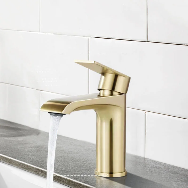 

YCRAYS Brushed Black Gold Basin Faucet Hot Cold Mixer Wash Water Tap For Bathroom Kitchen Accessories Crane Deck Mounted SUS304