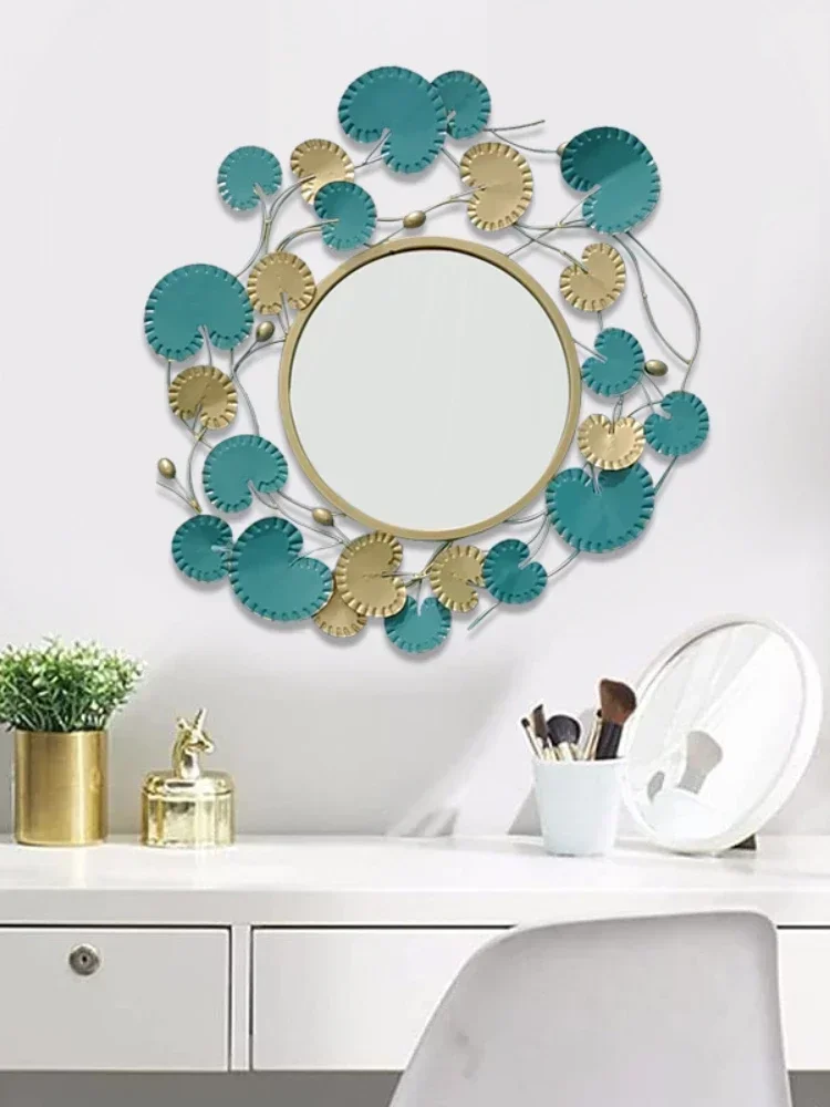 Роскошное креативное железное круглое зеркало средней длины умывальник