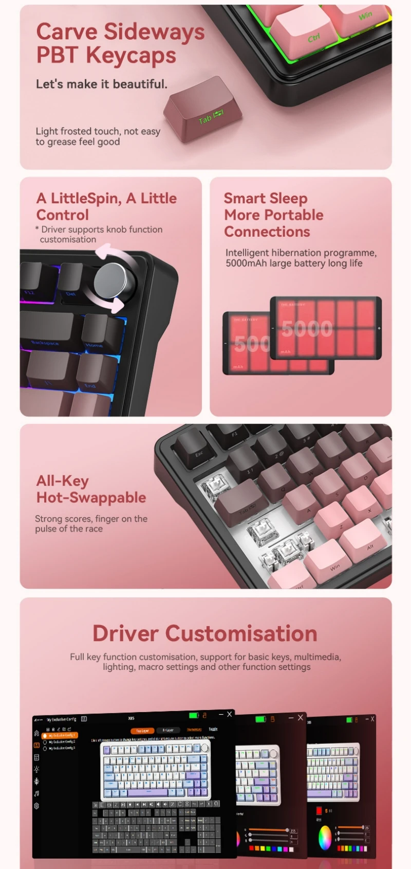 Беспроводная механическая клавиатура Shark X85 82 клавиши 75% раскладка испанская