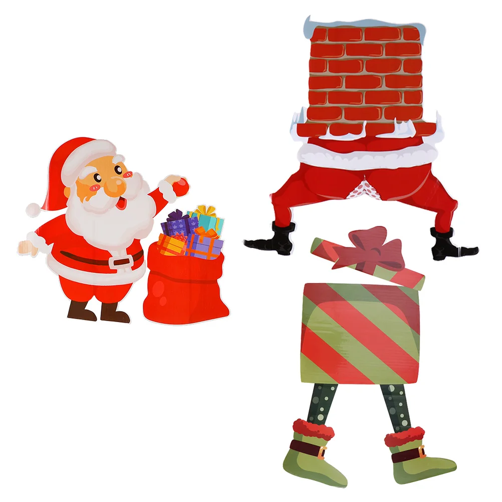 

Christmas Garden Stakes Yard Signs Santastake Claus Backyard Outdoor Lawn Sign Elf Decorationholiday