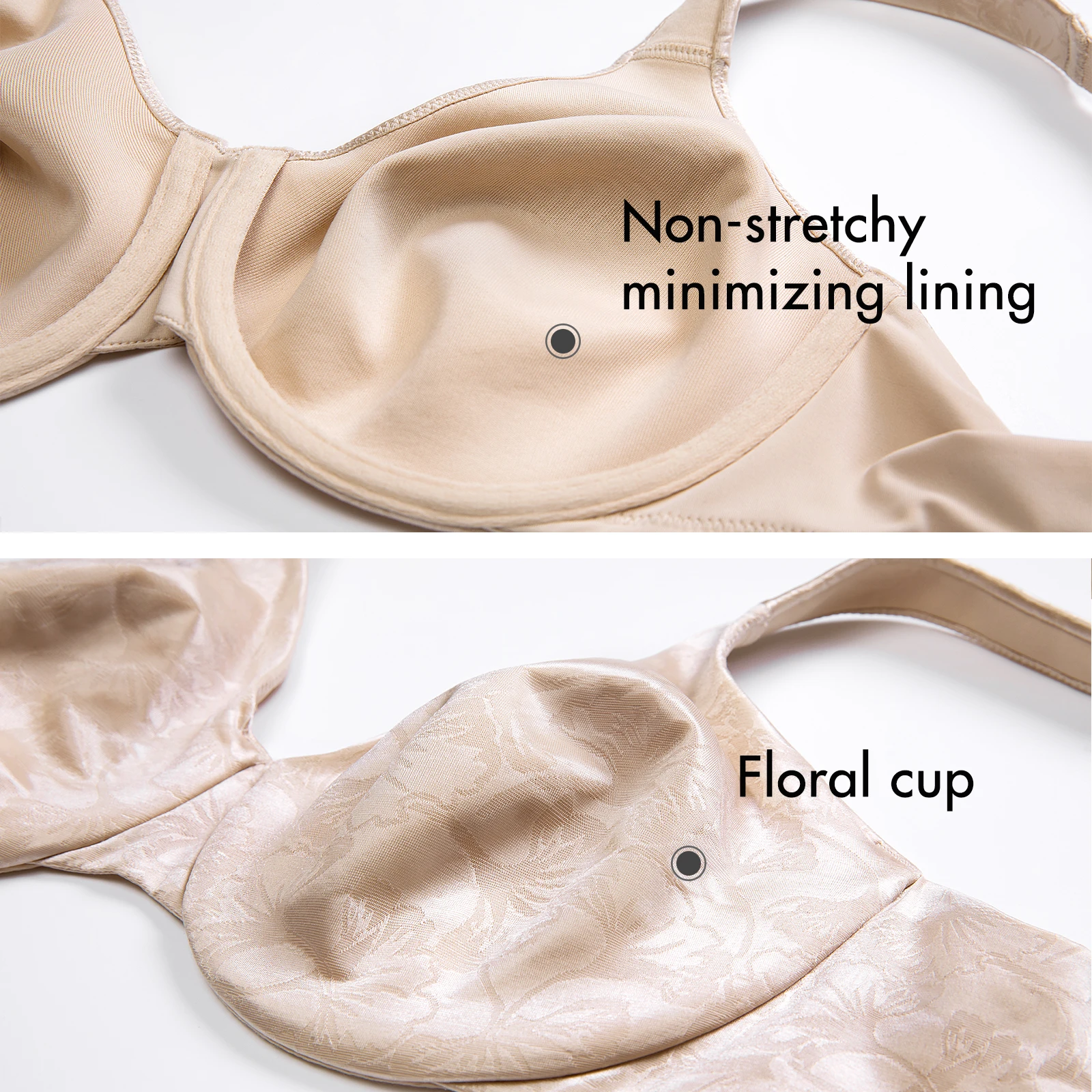 DELIMIRA Women's Seamless Full Coverage Floral Underwire Unpadded Plus Size Minimizer Bra