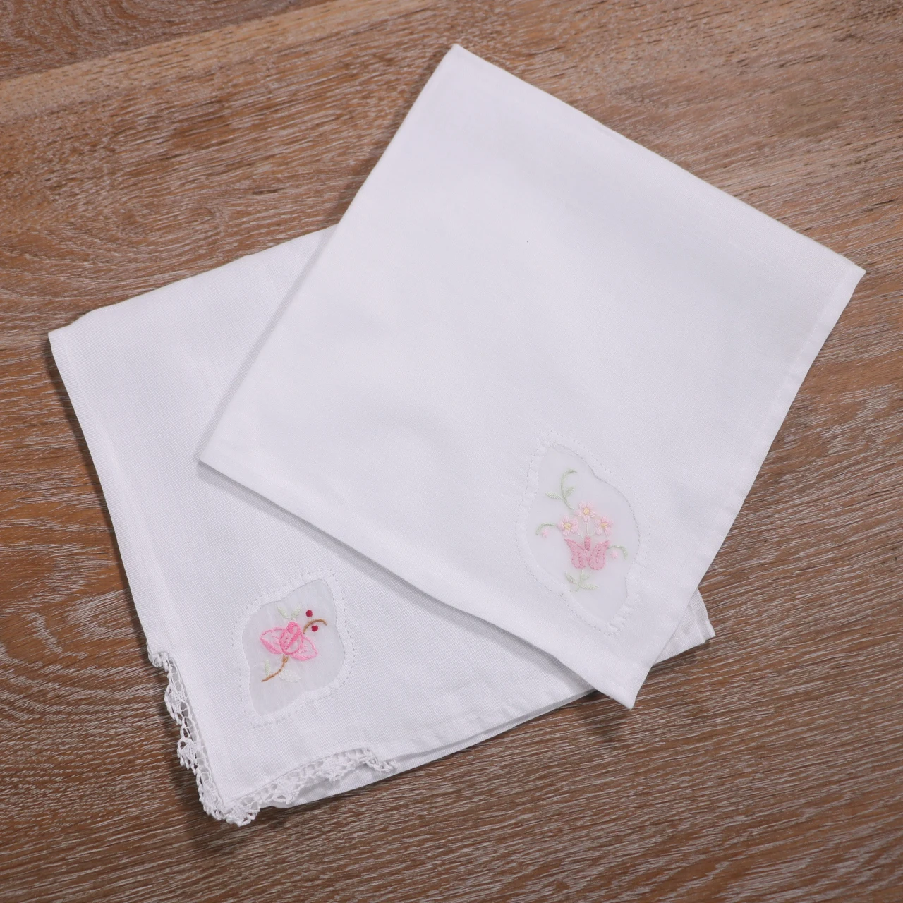 

N099 White Ramie 1pieces 17"x17" Hand Embroidery Table Dinner Napkins
