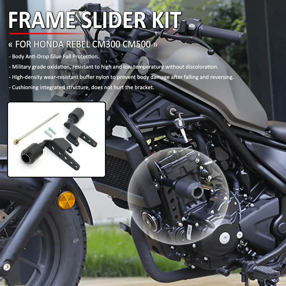 NEW Motorcycle Engine Guard Anti-Drop Glue Frame Sliders Kit Falling Protection Pad Set For Honda REBEL CM 300 500 CM300 CM500