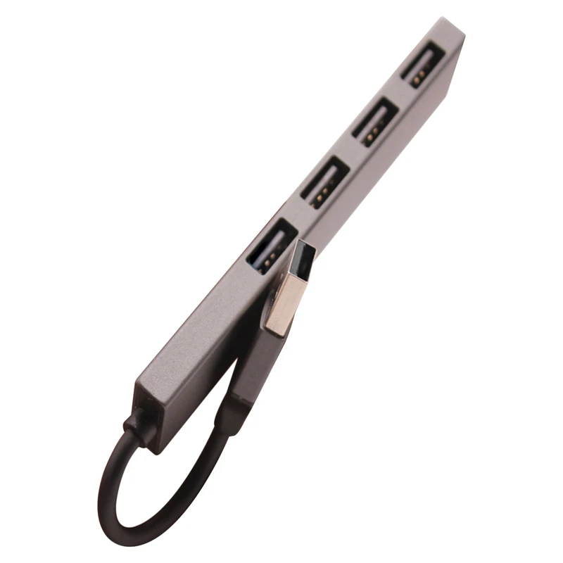 

USB Hub 4-In-1 Portable Aluminum Alloy USB Type A To 4 USB 2.0 Port Hub Adapter Support All USB Devices