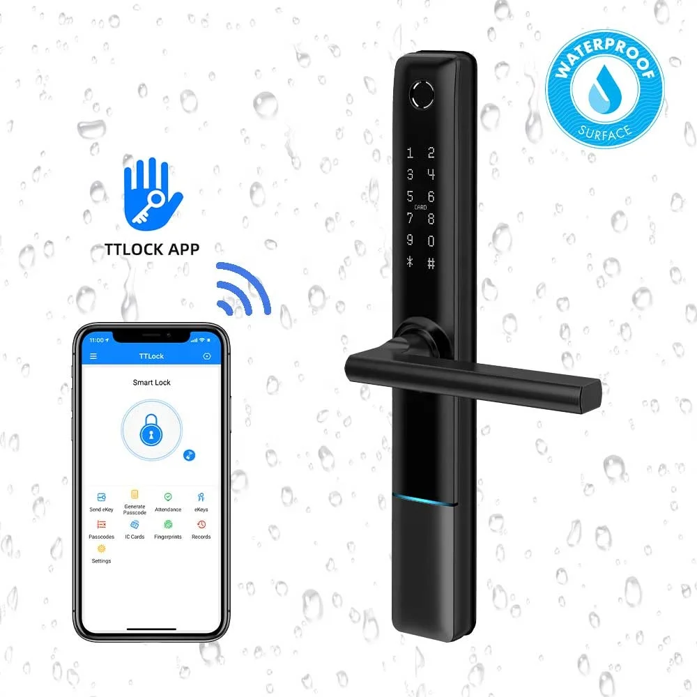 New style ttlock app home waterproof anti-theft wifi fingerprint smart door lock enlarge
