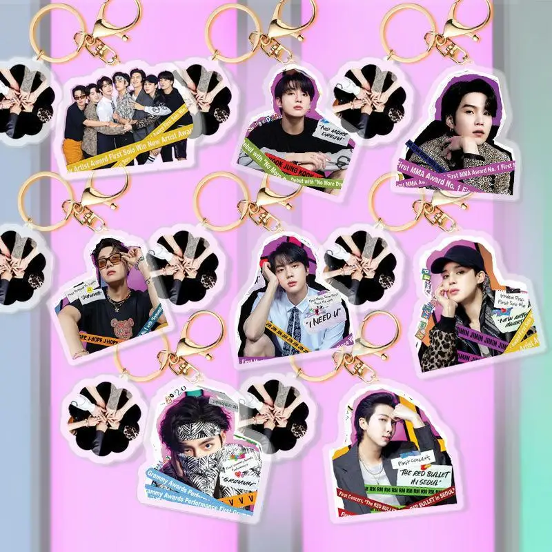 

KPOP bangtan boys New Album 9th Anniversary Family Portrait Backpack Decoration Pendant Acrylic Doll Keychain Gifts SUGA JIMIN V