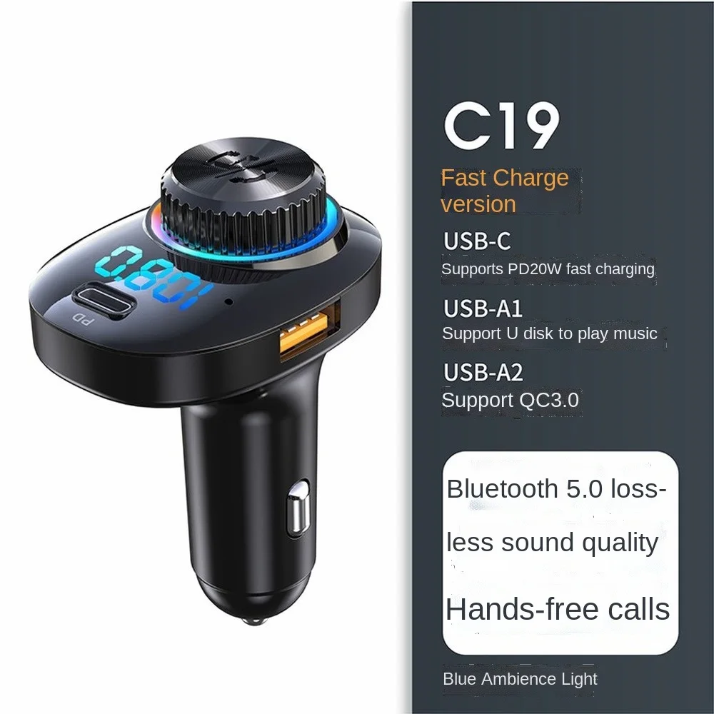 

Car Bluetooth 5.0 FM Transmitter Wireless Handsfree Audio Receiver Auto MP3 Player 3.1A Dual USB Fast Charger Car Accessories