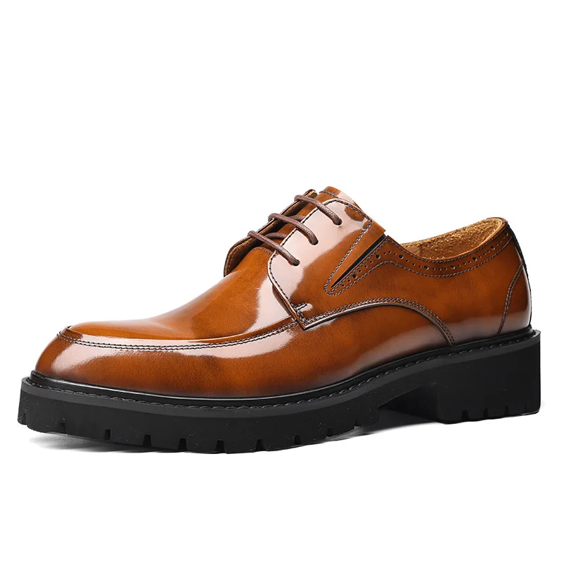 

Luxury Patent Leather Men Business Wedding Dress Shoes Pointed Toe Genuine Leather Business Office Oxford Shoes For Men