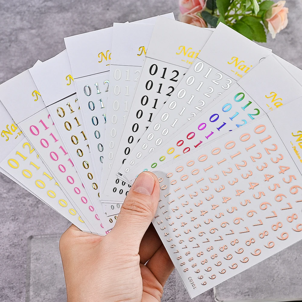 

New Roman Number Nail Sticker 0-9 Self-adhesive Number Slider Holography Laser 3D Numbers Decals Stickers DIY Nail Decoration*-H