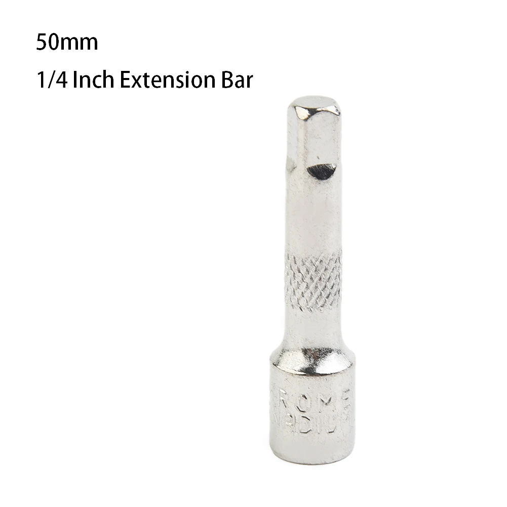 

1 Pcs 1/4 Inch Extender Bar Ratchet Socket Wrench Adapter 50/75/100MM Chromed Steel Extension Sleeve Wrench Hand Repair Tool