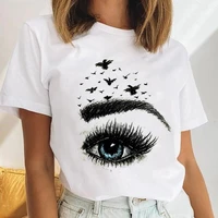 women eyelash beach holiday cute 2022 female short sleeve cartoon print ladies tees tshirt clothes tops graphic t shirt