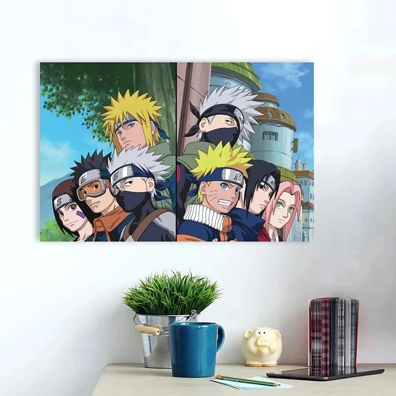 Плакат на холсте с мотивом аниме Наруто ниндзя Рин Какаси Саске нохара домашний