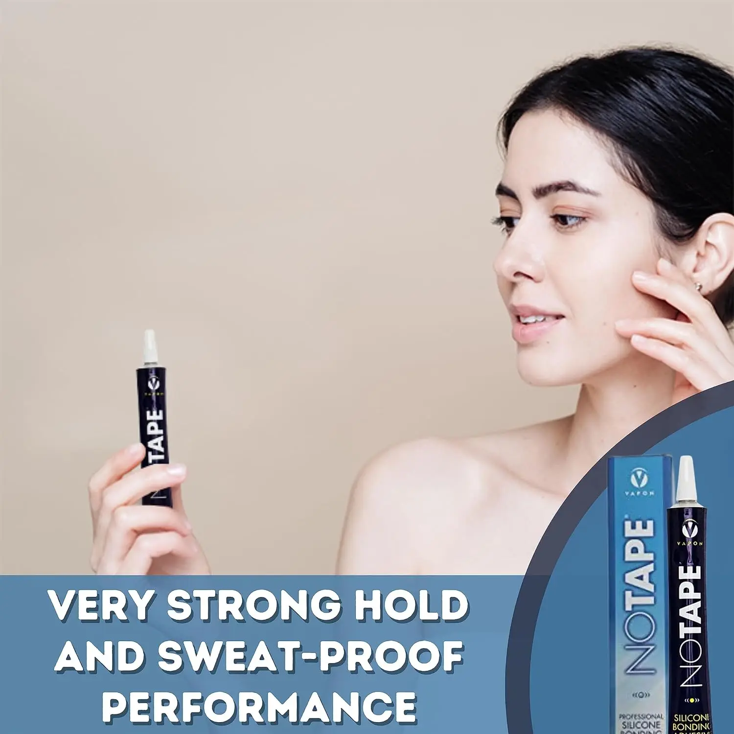 

Vapon No Tape Liquid Hair Glue Adhesive - Waterproof, Very Strong Hold Toupee Glue, Ideal Bold Hold Lace Glue - 1 oz Wig Glue