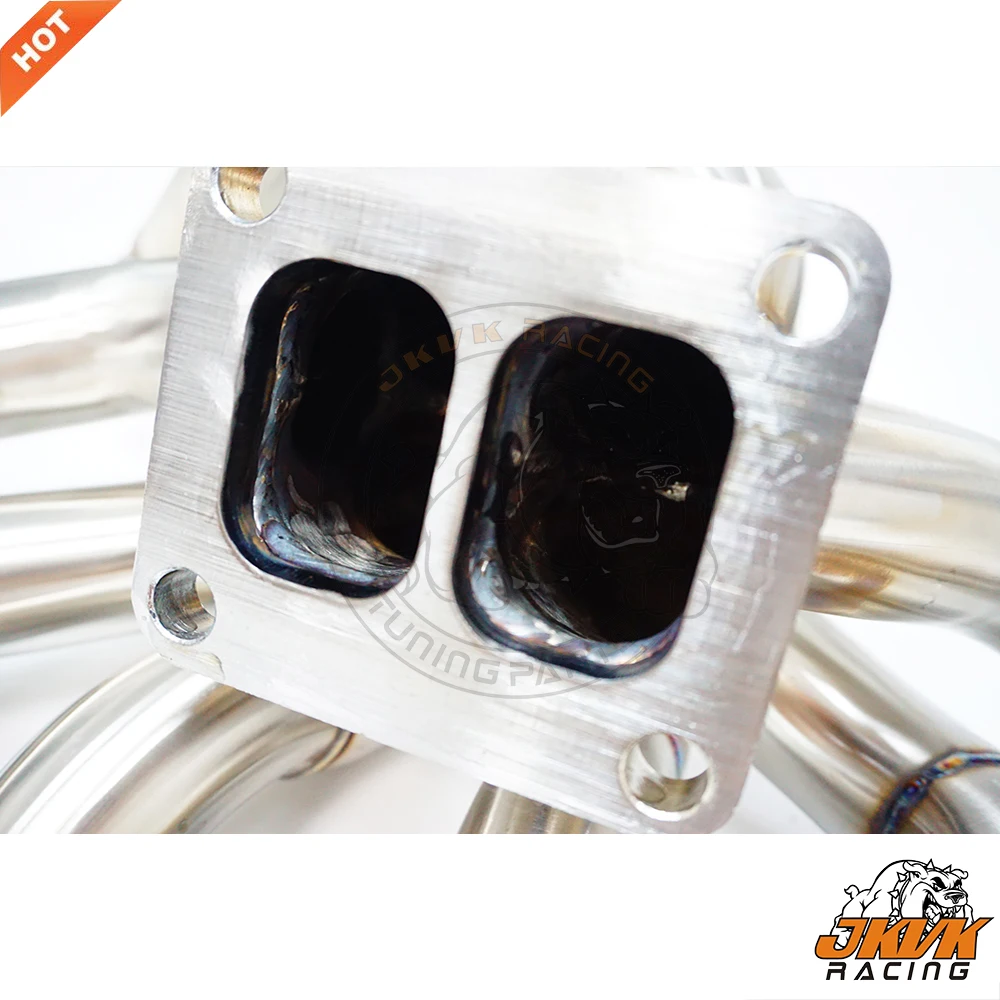 Фото Труба паропроводная JKVK RACING SS304 толщиной 3 мм для 240sx S13S14 R31 R32 RB25DET RB20DET, коллектор с верхним расположением выпускного коллектора T4 TWIN SCROLL, фланец 89-99 №3