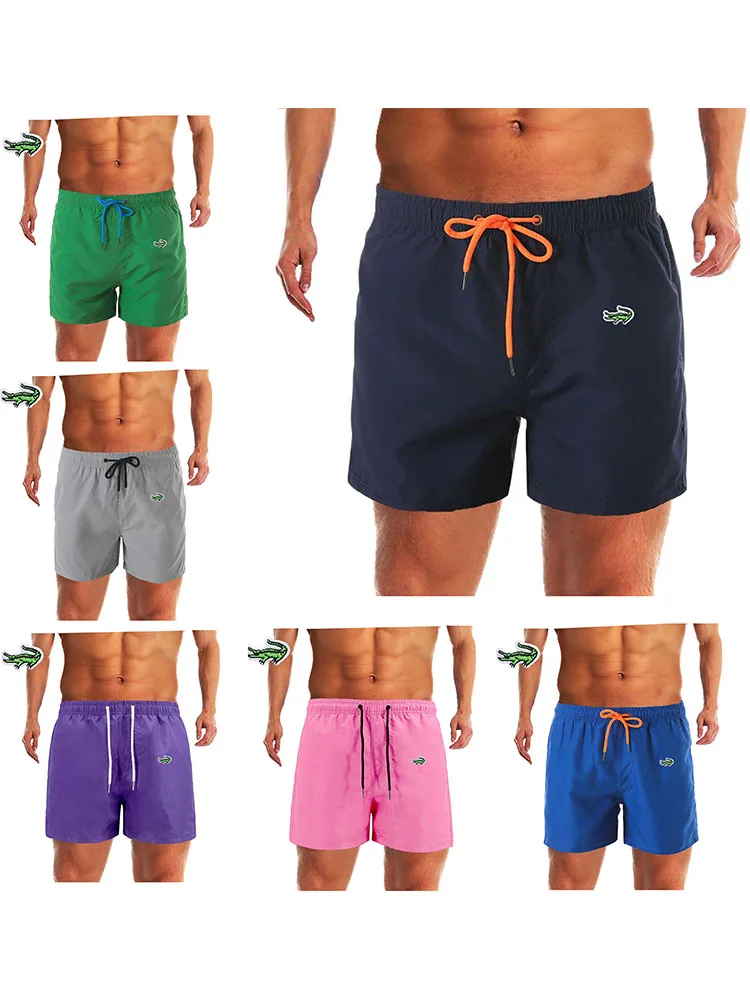 

Embroidery CARTEL Shorts For Men Summer Men Swimwear Shorts Beachwear Sexy Swim Trunks Swimsuit Low Waist Breathable Beach Wear