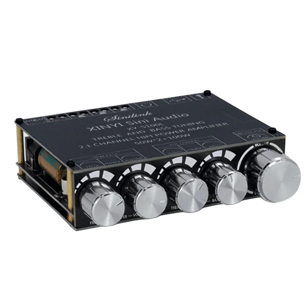 

Bluetooth-compatible 5.0 Amplifier Board 2.1 Channel 20-30KHz Rotary Knob 50W Left Right APP Control Amplifying Module