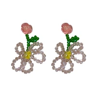 2022 japan korean trendy handmade crystal flower earrings for women summer holiday jewelry pendientes hombre boucle d%e2%80%99oreille