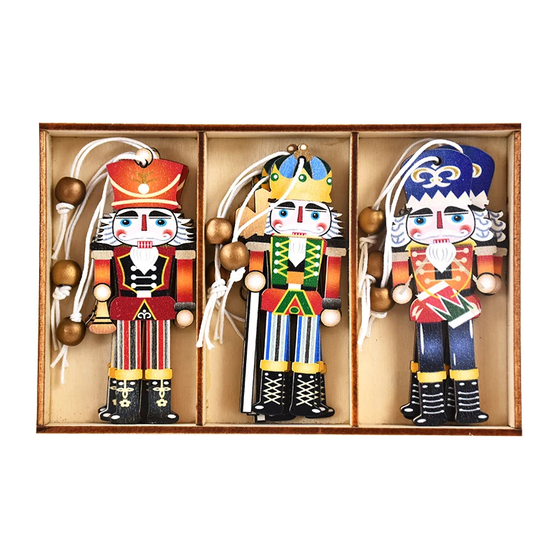 Деревянные рождественские подвески Щелкунчик-солдат 9 шт