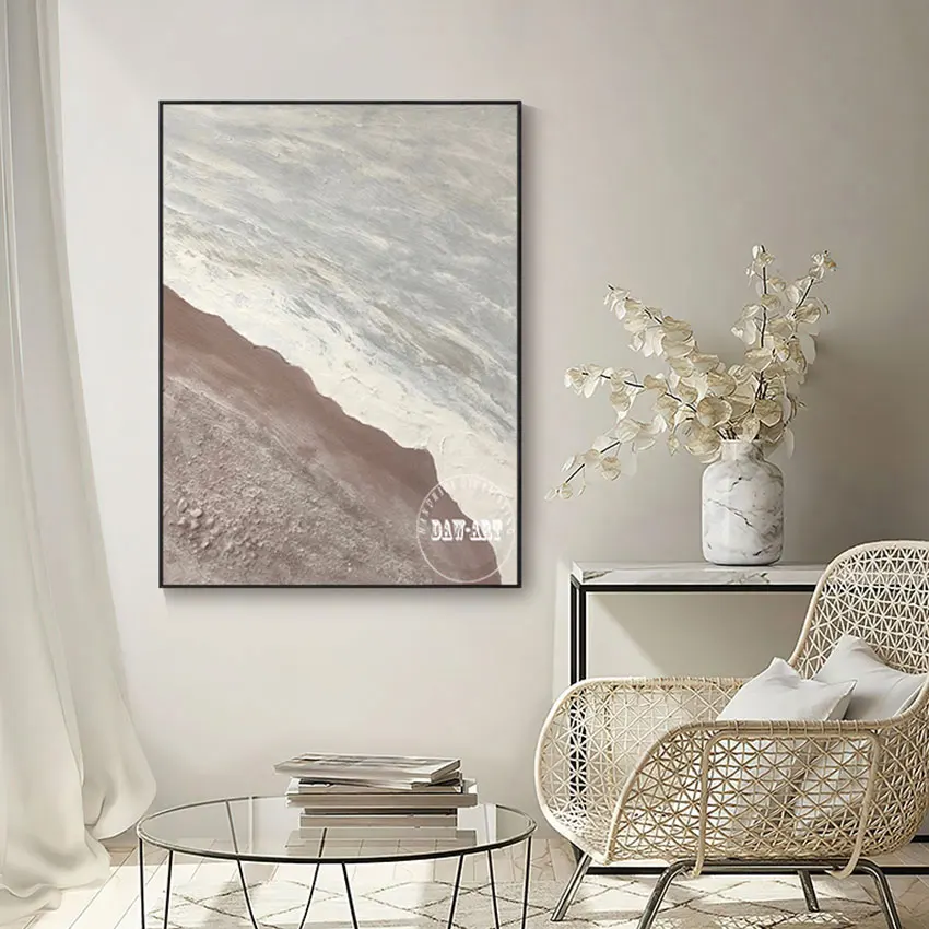 Idea Canvas Artwork For Bedroom High Quality 100% Handmade Abstract Sea Wave Oil Painting Wall Large Restaurant Art Unframed |
