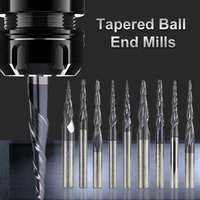 ball nose tapered end mills r0 25 r2 0 solid carbide cnc router bites nano blue coating metal wood engraving bit
