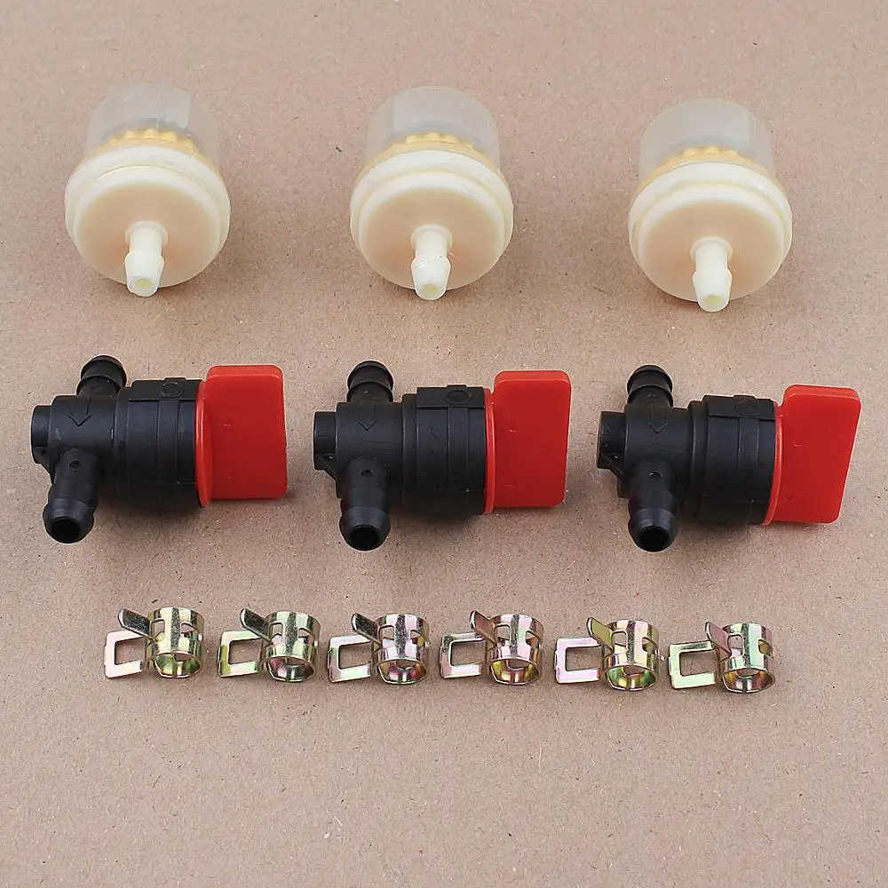 3 комплекта 1/4 дюйма в строке фильтр топливного газа Off клапанные ЗАЖИМЫ ДЛЯ Briggs &amp