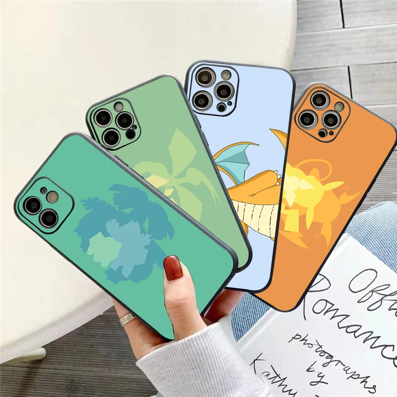 

Cartoon Pokémon Cute Phone Case For iPhone 11 13 12 Pro Max 12 13 Mini X XS XR MAX 5 6 6S 7 8 Plus Liquid Silicon Black Funda