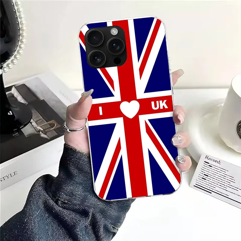 Мягкий чехол для телефона с флагом Великобритании (Юнион Джек) для iPhone 11, 17 Air, 17E, 16E, 16 Pro Max, 15+, 14 Plus, 13, 12, Apple 7, SE, 8. (art.: 3920d2df50fea) - 3920d2df50fea