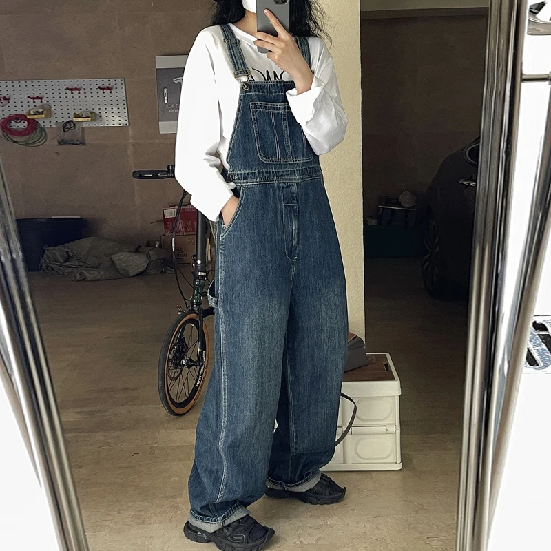 Женские джинсовые комбинезоны Johnature повседневные Комбинезоны с широкими