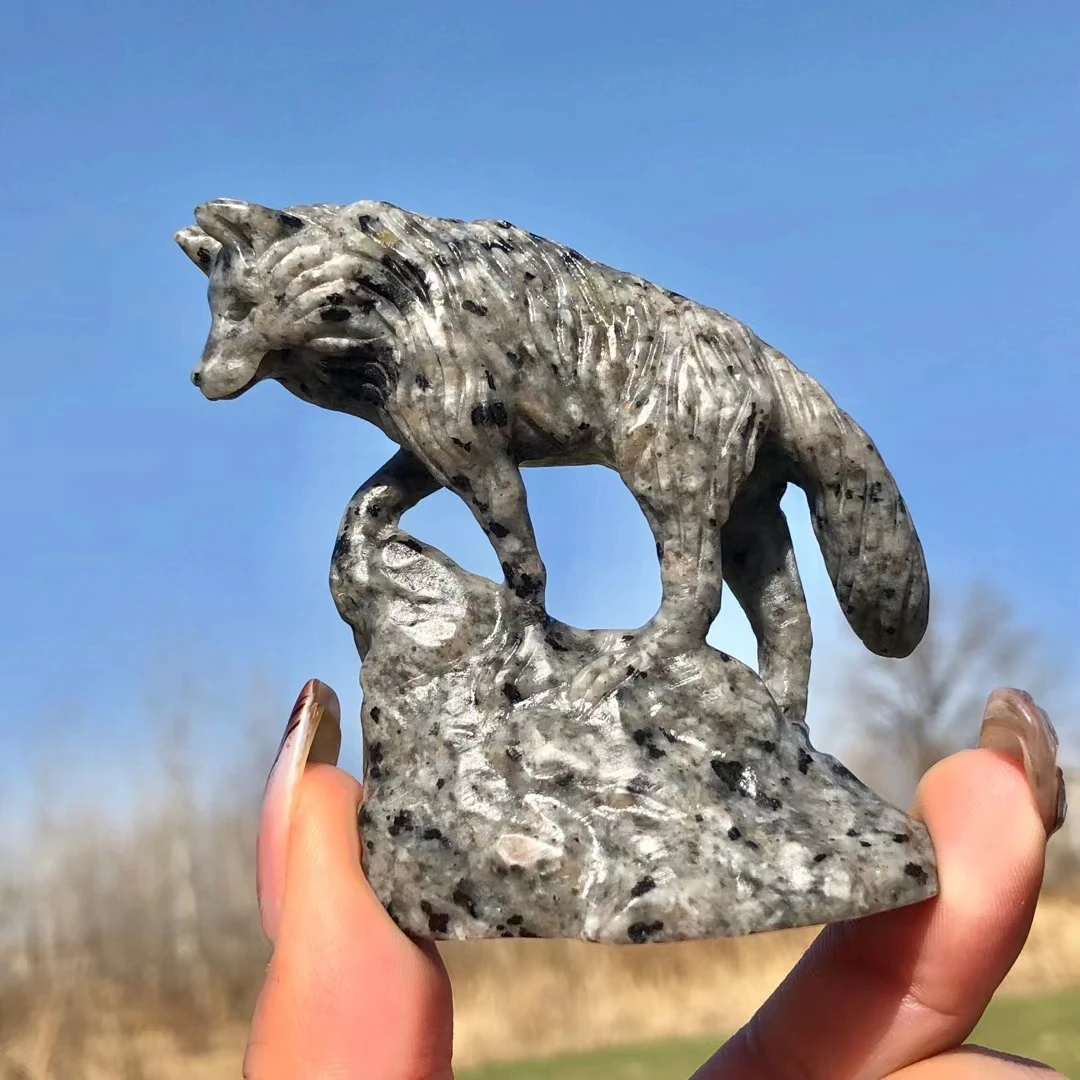 Натуральный камень яшмы Seik Wolf ручная работа кристалл кварц пламя украшения для